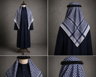 shemagh saoudien bleu et blanc