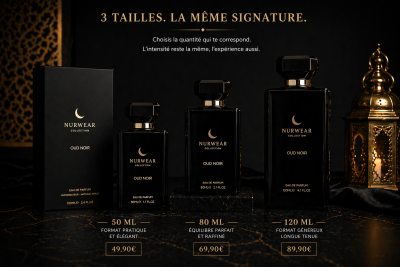 Guide de taille et quantité du parfum Oud Noir
